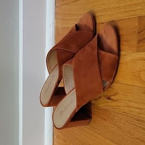 Madewell criss-cross suede block heel sandal